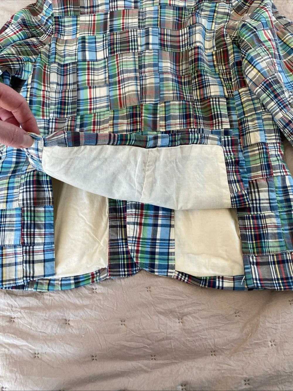 The Children's Place Boy Patchwork Madras Blazer Nantucket Wedding Size 14? READ